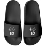 MoonWorks Lustige Badelatschen mit Katze und Spruch – Witzige Schlappen für Badesandale schwarz 47 EU