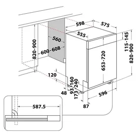 Whirlpool WBC 3C26 Einbau-Geschirrspüler (teilintegrierbar, 595 mm breit, Weiß)