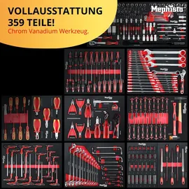 Mephisto Werkzeugwagen Stahl schwarz 12 Schubladen bestückt