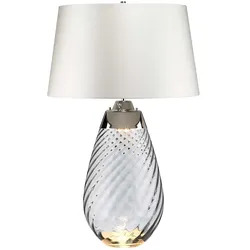 Lena große rauchfarbene Tischlampe mit 2 Lichtern und cremefarbenem Schirm - Rauchfarbenes Glas / cremefarbener Schirm