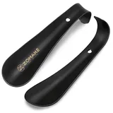 ZOMAKE Schuhlöffel Metall Klein 2pcs,Kurz Schuhanzieher Edelstahl 15cm,Mini Shoe Horn-Schwarz Kleiner Schuhlöffel mit Wandhalterung