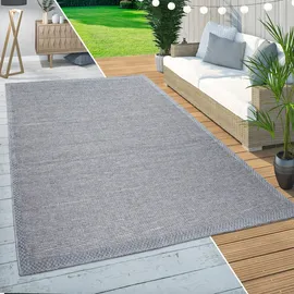 Paco Home - In- Outdoor Teppich Balkon Küchenteppich Modernes Bordüren Design beige, Grau 80x150 cm,