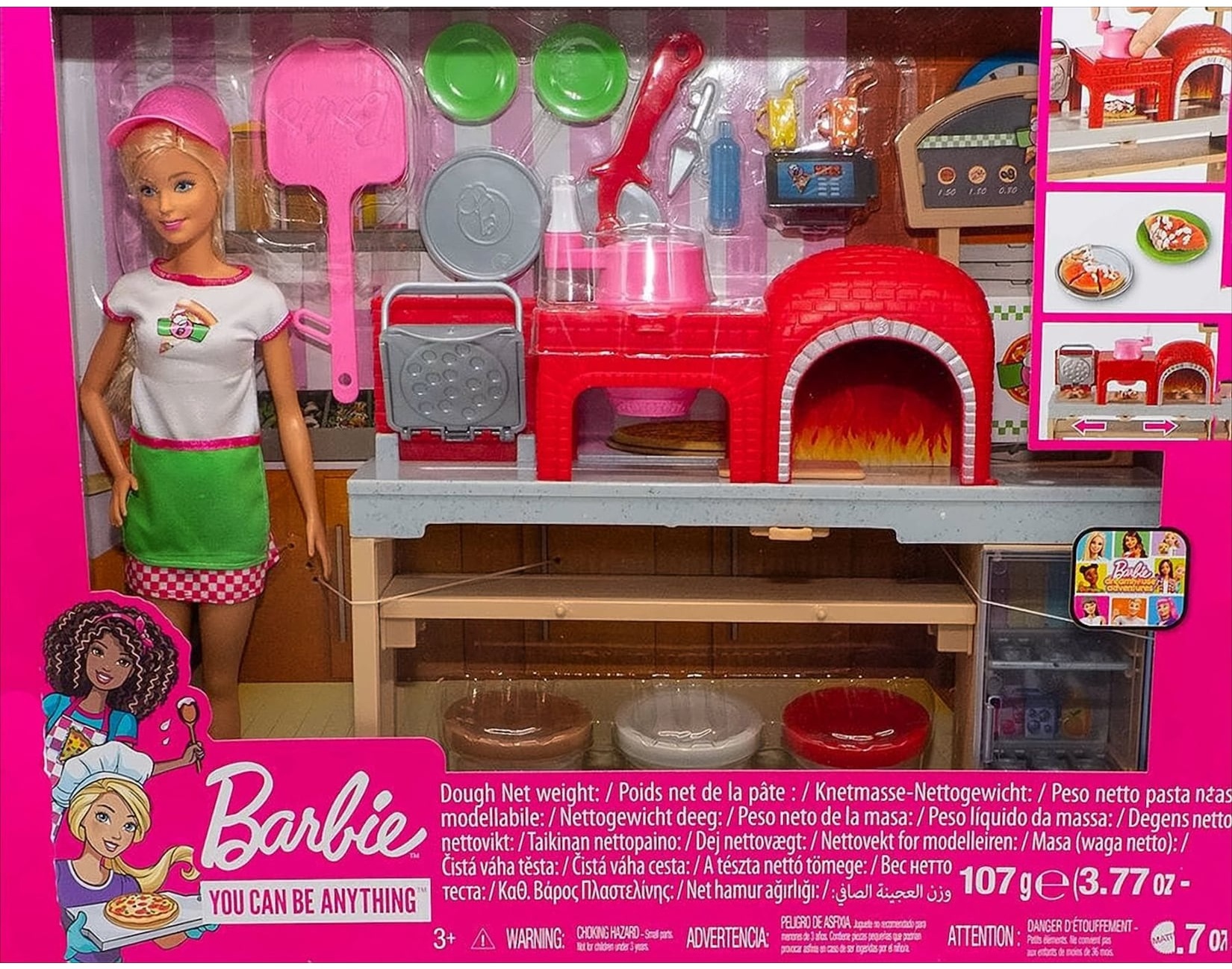 Barbie Pizzabäckerin Spielset mit Puppe blond, Barbie Küche mit Knete