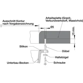 Blanco Subline 160-U InFino Unterbau Becken mittig schwarz (525981)