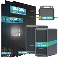 sunniva Balkonkraftwerk Full Black Bifazial 1840 W inkl. 4,48 kWh Speicher + 4 x 460 W N-Typ Glas-Glas Bifacial Module