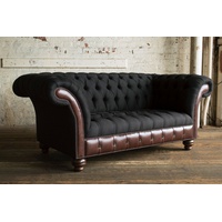 JVmoebel Chesterfield-Sofa, Schwarz Chesterfield Sofa Couch Polster Sitzmöbel Textil Stoff Leder schwarz