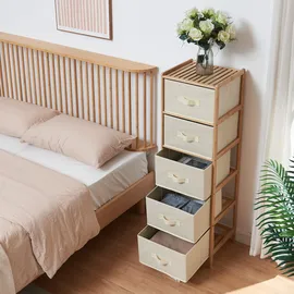 [en.casa] Maldon Kommode 122 x 37 x 35 cm Natur/Beige