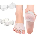 Zehenspreizer Silikon Gel Zehen Separator Set, Hallux Korrektur Zehenkorrektor für Frauen Männer, Zehenspreizer Hallux Valgus für Hammerzeh Bunion, 2 Paar Mittelfußpolster und Toe Separator Kit