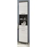 inn.furn Shawn Hochschrank 37 x 191 cm Weiß Hochglanz/Grau Holz/Kunststoff