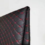 Yimihua Leder Stoff,Kunstleder Meterware Bezugsstoff Polsterstoff Lederoptik Kunstleder gesteppt kaschiert für Handwerk DIY nähen 1,4m breit (Size:2M,Color:Schwarz Rot)