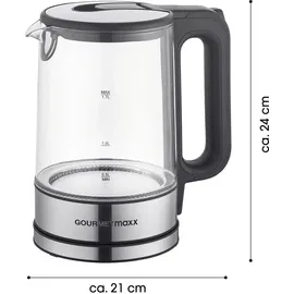 GOURMETmaxx Glas-Wasserkocher LED 1,7 l Schwarz