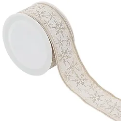 Leinenband "Schneeflocke", natur-weiß, 40 mm, 4 m