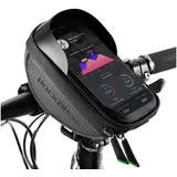 ROCKBROS Fahrradtasche Fahrrad Lenkertasche Lenker wasserdichte Handyhalterung, für Smartphone bis zu 6.5 Zoll Empfindlicher Touchscreen schwarz