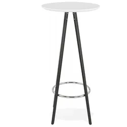 Hochtisch Rund mit Weißer Platte Buchenholz  Bistrotisch Höhenverstellbar für Küche Esszimmer  Minimalistisches Design  Kadima Design