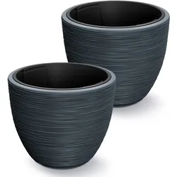 Blumentopf Rillen 2er-Set Anthrazit Kunststoff 40x32cm