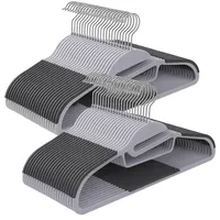 Relaxdays Kleiderbügel, 50er Set, rutschfest gummiert, Steg, Öffnung U-Form,