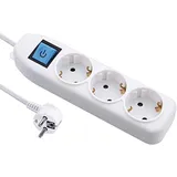 Electraline 62010, Steckdosenleiste 3-Fach, Kabel 1,5m / Mehrfachsteckdose/Tischsteckdose Steckerleiste, Weib