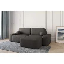 moeblo Ecksofa Lisbon – Ottomane beidseitig montierbar, Ecksofa aus Bouclé, Couch für Wohnzimmer, Schlafsofa Sofagarnitur Sofa Eckcouch L-Form,... - Schwarz