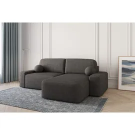 moeblo Ecksofa Lisbon – Ottomane beidseitig montierbar, Ecksofa aus Bouclé, Couch für Wohnzimmer, Schlafsofa Sofagarnitur Sofa Eckcouch L-Form,... - Schwarz