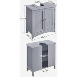 VASAGLE Waschbeckenunterschrank 2 Türen 30 x 60 x 60 cm Grau