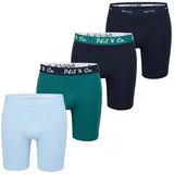 Phil & Co. Berlin Retro Boxer Long Boxer hellblau/grün/schwarz XXL 4er Pack