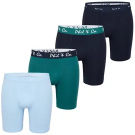Phil & Co. Berlin Retro Boxer Long Boxer hellblau/grün/schwarz XXL 4er Pack