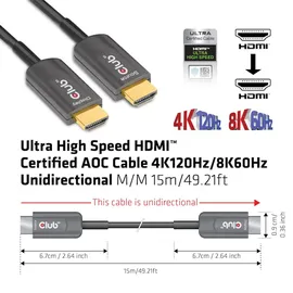 Club 3D Ultra High Speed HDMITM zertifiziertes AOC Kabel 4K120Hz/8K60Hz unidirektional St./St. 15 Meter
