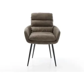 DeLife Esszimmerstuhl Abelia-Flex mit Armlehnen Mikrofaser Taupe Vintage 4-Fuß konisch Schwarz, Esszimmerstühle