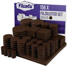 Filzada Filzada® Filzgleiter Selbstklebend Set 156 Stück (Eckig und Rund) - Braun - Profi Möbelgleiter Filz Mit Idealer Klebkraft