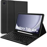 Zabatoco Tastatur Hülle für Samsung Galaxy Tab А9 Plus 2023 11 Zoll [QWERTZ Deutsches], Abnehmbar Tastatur Schutzhülle mit Pencil Halter für Samsung Galaxy A9+/ A9 Plus (SM-X210/X216/X218),Schwarz