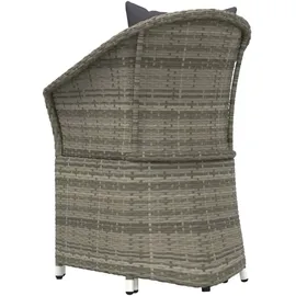 vidaXL 2-tlg. Garten-Lounge-Set mit Kissen Grau Poly Rattan