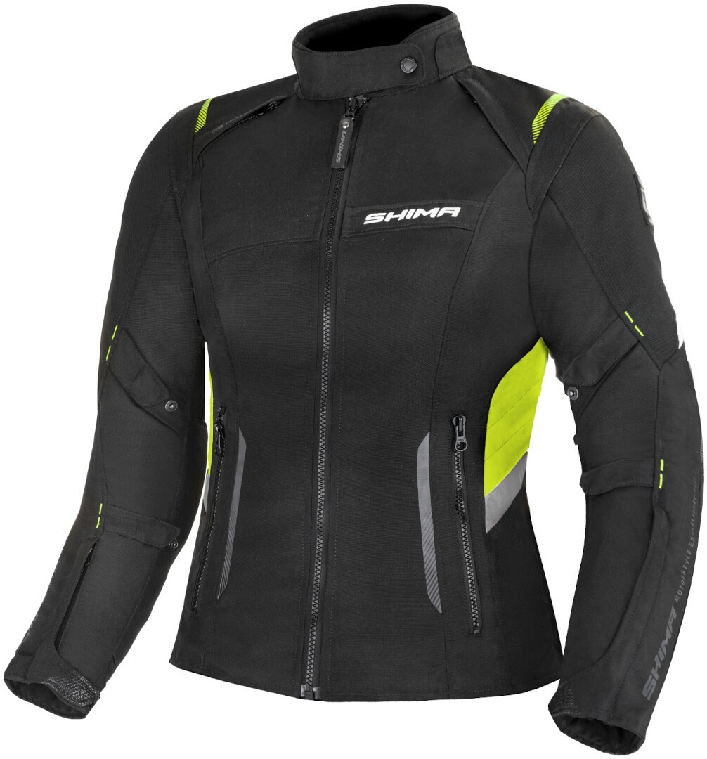 SHIMA Rush waterdichte dames motorfiets textiel jas, zwart-geel, XS Voorvrouw