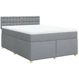 vidaXL Boxspringbett mit Matratze Hellgrau 160x200 cm Stoff