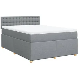vidaXL Boxspringbett mit Matratze Hellgrau 160x200 cm Stoff