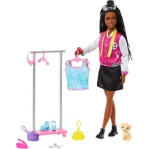 Barbie Brooklyn Filmset-Spielset - Puppe und Zubehör für kreatives Spielen, inklusive Kleiderständer, Kleiderbügel und thematischen Teilen, für Kinder ab 3 Jahren, HNK96