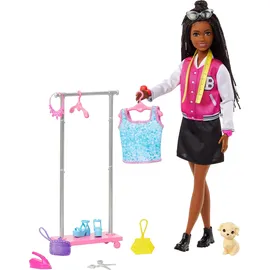 Barbie Brooklyn Filmset-Spielset - Puppe und Zubehör für kreatives Spielen, inklusive Kleiderständer, Kleiderbügel und thematischen Teilen, für Kinder ab 3 Jahren, HNK96