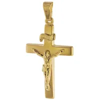 trendor Kreuzanhänger Kruzifix 24 mm Gold 750 / 18 Karat goldfarben