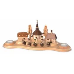 Müller Erzgebirge Teelichthalter Seiffener Dorf groß natur 40 x 16 cm