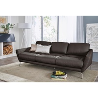 W.SCHILLIG Big-Sofa softy, mit dekorativer Heftung im Sitz, Füße Chrom glänzend B/H/T: 254 cm x 79 113 cm, Longlife Xtra-Leder Z59 braun XXL Sofas Couches