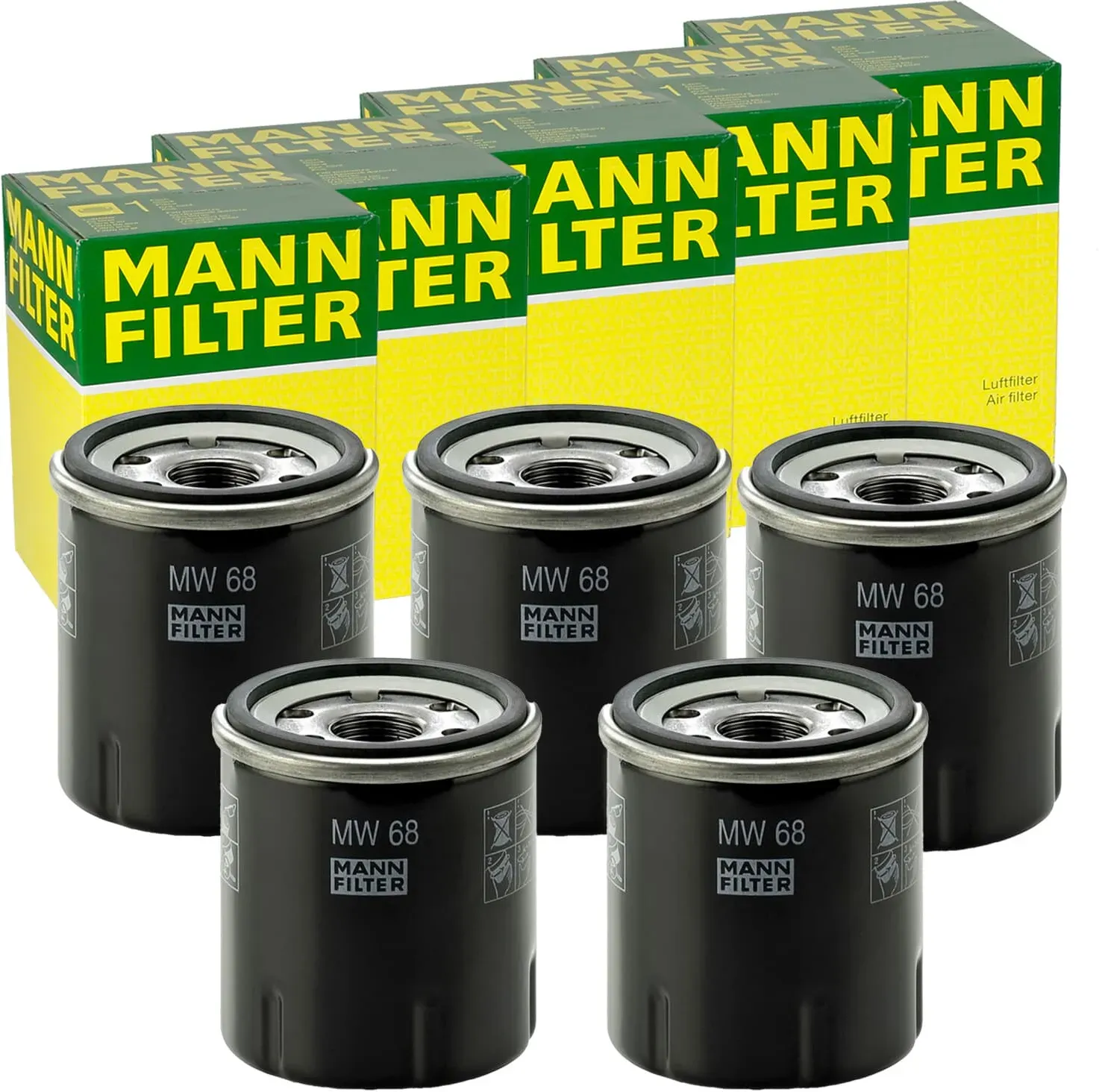 5x Mann-filter Mw 68 Ölfilter Mit Einem Rücklaufsperrventil Anschraubfilter: Ölfilter Kawasaki: 160971060 Mann-filter: Mw68