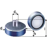 Beloh NdFeB-Flachgreif. m.Gew. 25 x 7,0 / 14,0mm Beloh