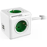 Allocacoc Steckdosenleiste PowerCube Extended 1,5 m Weiß/Grün 4 St.