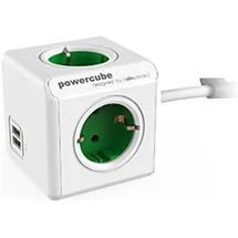 Allocacoc Steckdosenleiste PowerCube Extended 1,5 m Weiß/Grün 4 St.