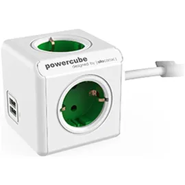Allocacoc Steckdosenleiste PowerCube Extended 1,5 m Weiß/Grün 4 St.