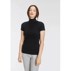 Rollkragenshirt FLASHLIGHTS, Damen, Gr. 44/46 (L), schwarz, Jersey, Obermaterial: 100% Baumwolle, unifarben, Basic, figurbetont hüftlang, Kurzarm, Shirts, figurbetont, Basic-Stil, Rollkragen, aus 100% Baumwolle, elastisch