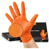NIMEDA Gummihandschuhe Einweg L Orange 50 Stück Nitrilhandschuh 2-3 x dicker Einmalhandschuh Arbeitshandschuh puderfrei latexfrei mit Diamant Grip | Größe L