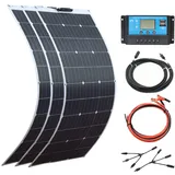 Gasolarxy 300w 12v Flexibles Solarpanel Kit 3 x 100 watt Solarmodule flexibles monokristallines 30A Solarladegerät Netzunabhängig Solaranlage (300)