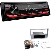 JVC KD-X182DB 1-DIN Media Autoradio AUX-In USB DAB+ mit Einbauset für Opel Zafira B matt chrom