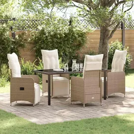 vidaXL Garten Essgruppe mit Kissen 5 pcs Beige Poly Rattan vidaXL