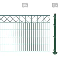Arvotec Doppelstabmattenzaun ESSENTIAL 100 zum Aufschrauben "Karo" mit Zierleiste, (Set, 41-St), Zaunhöhe 100 cm, Zaunlänge 2 - 60 m grün 40 m x 100 cm